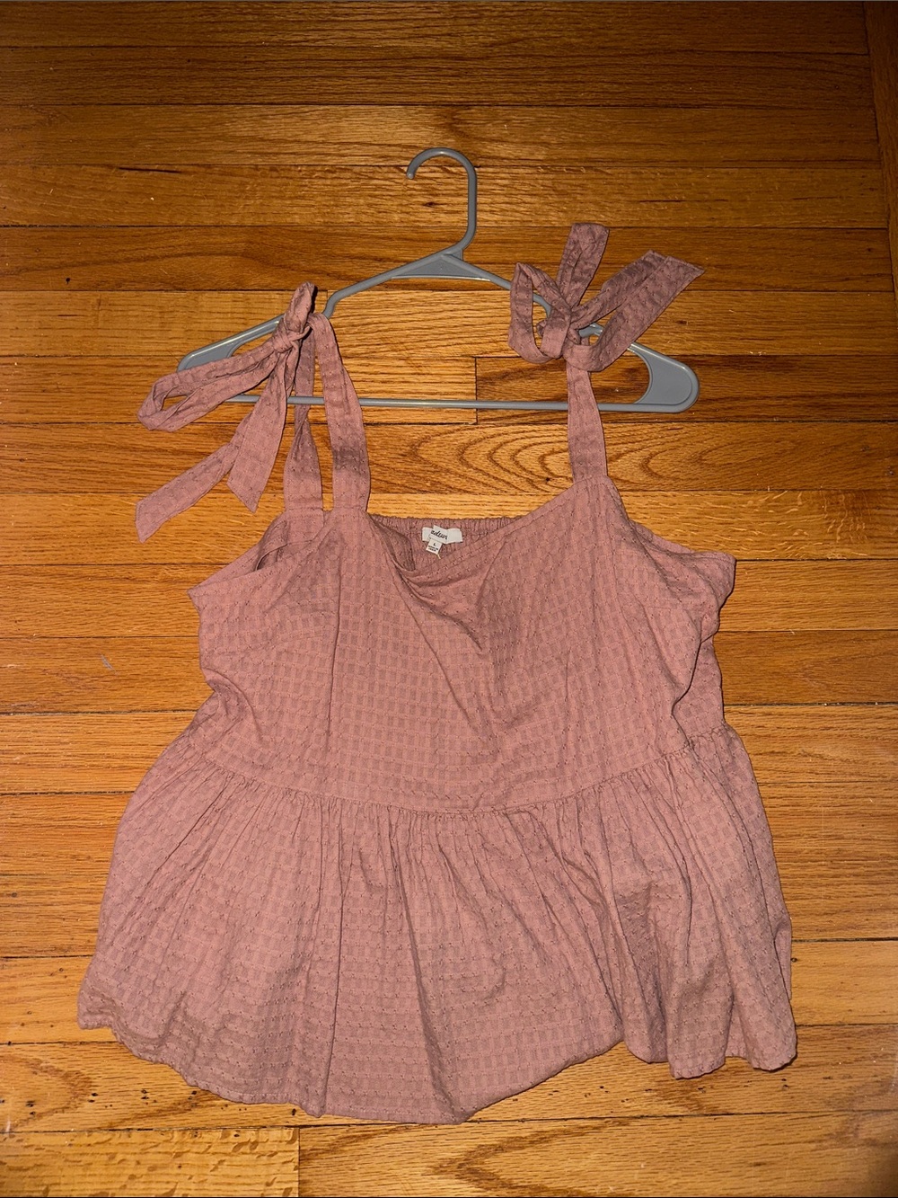 Madewell Sleeveless Tie-Shoulder Peplum Tank Top - Dusty Rose